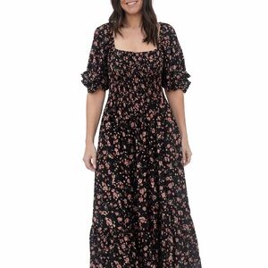 Floral Black and Pink Women's Dress